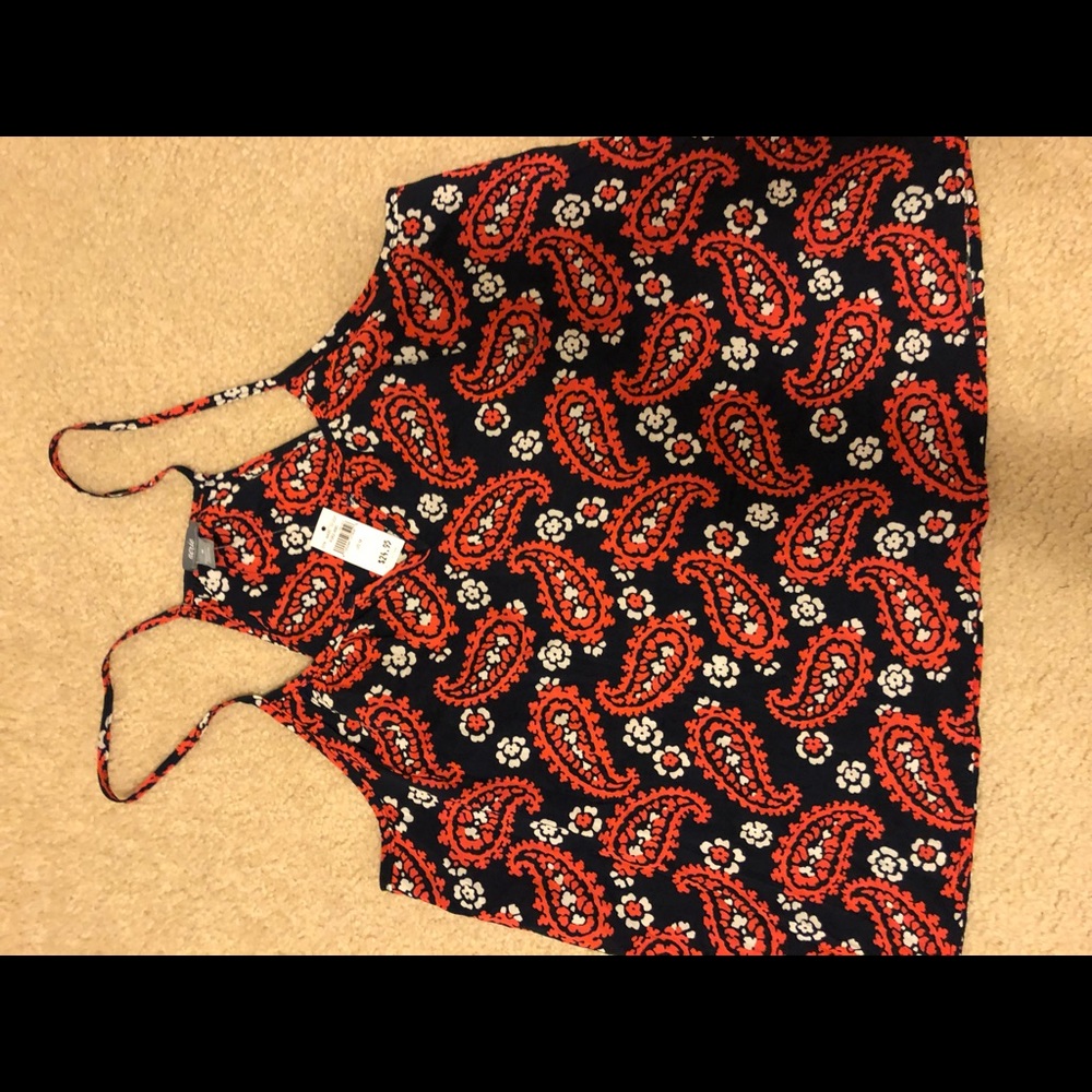 New Aerie Sleeveless Orange/Black/White Top Size M